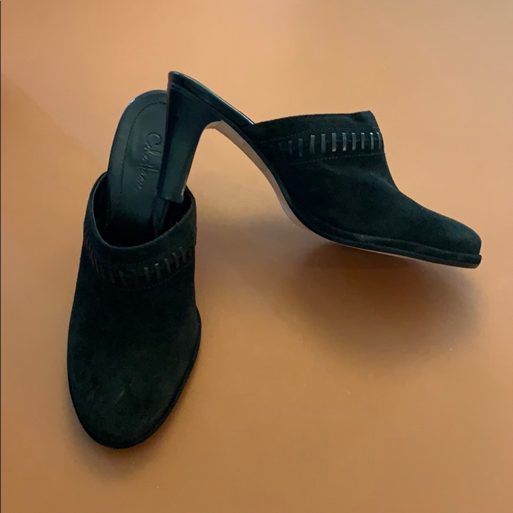Cole Haan black suede mules NIB US5